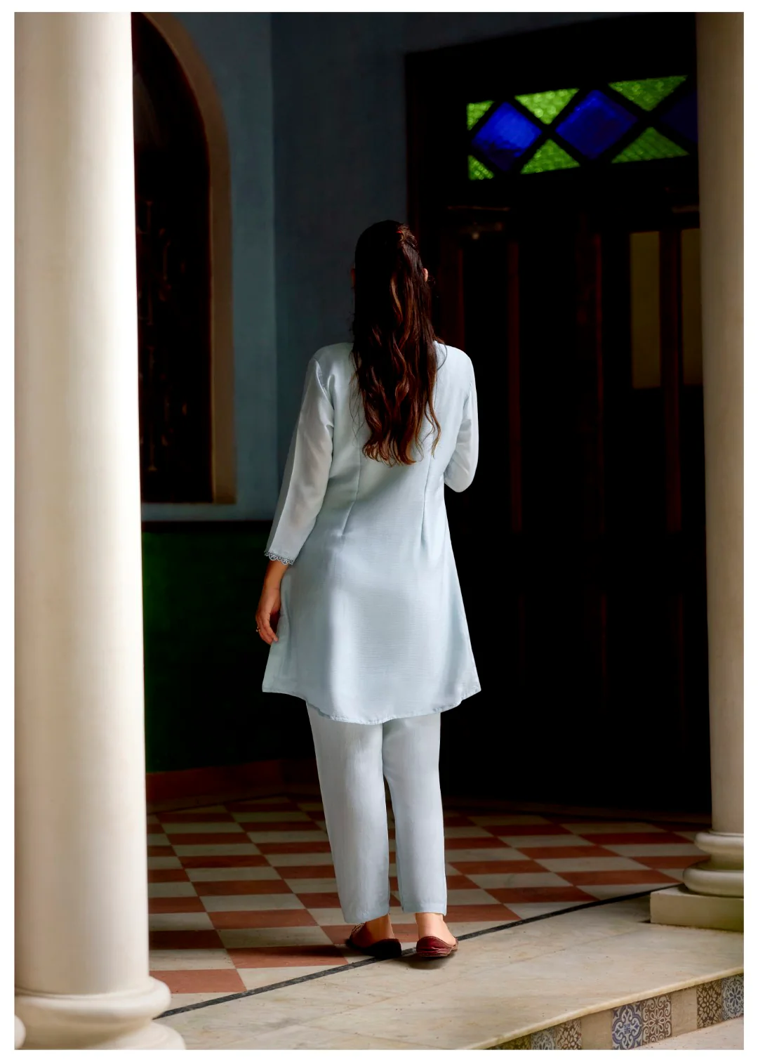 Barista Hibis Embroidery Cotton Co-ord Set - Image 3