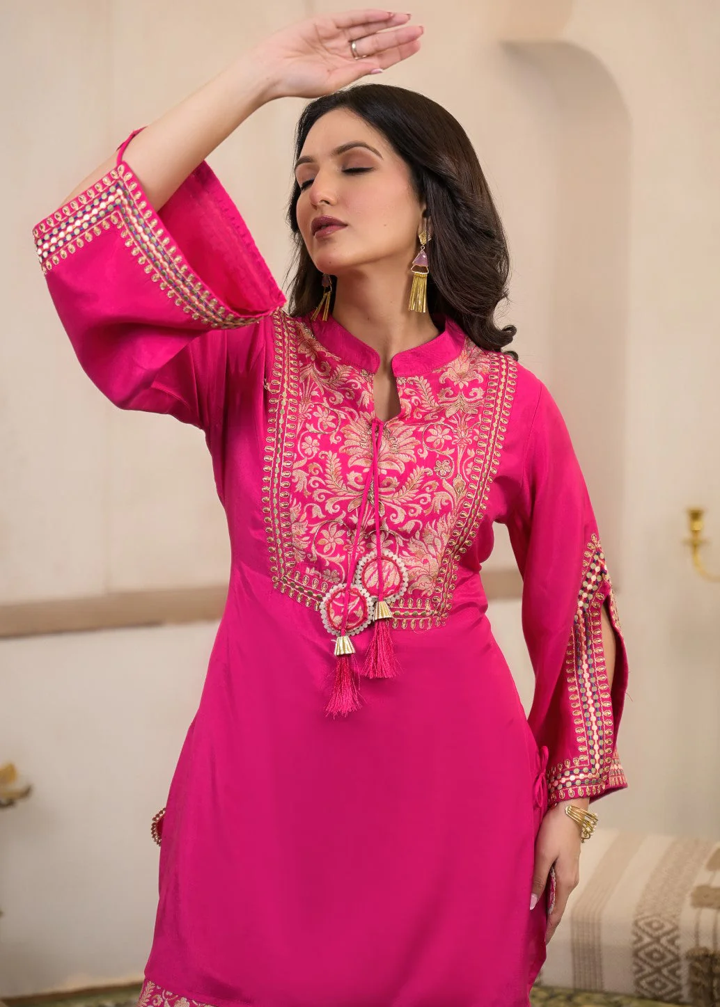 Sera flamingo embroidery premium co-ord set - Image 2