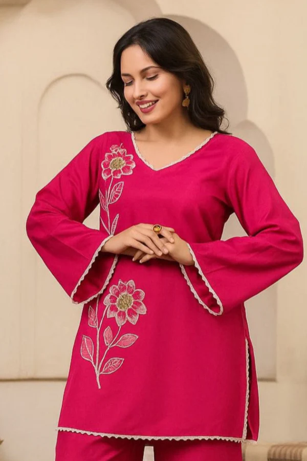 Sera rouge embroidery premium co-ord set - Image 2