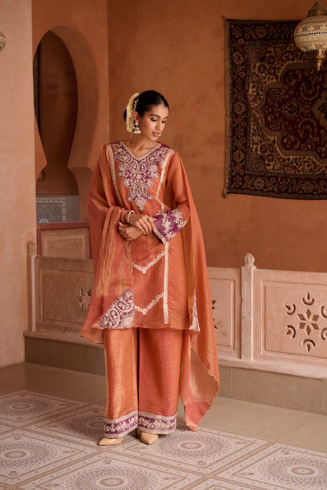 Gaurisha Rust full work premium suit set - Image 15
