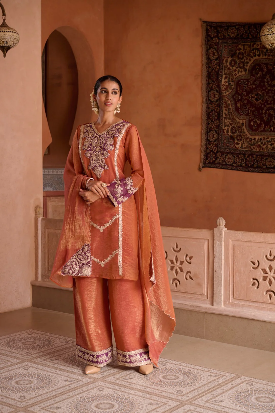 Gaurisha Rust full work premium suit set - Image 17
