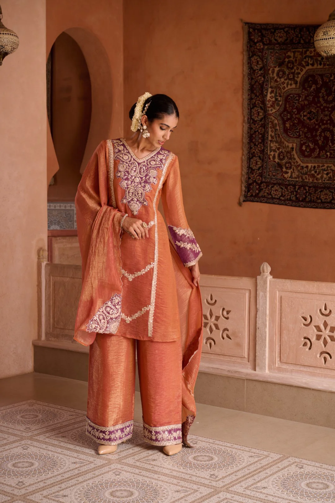 Gaurisha Rust full work premium suit set - Image 18