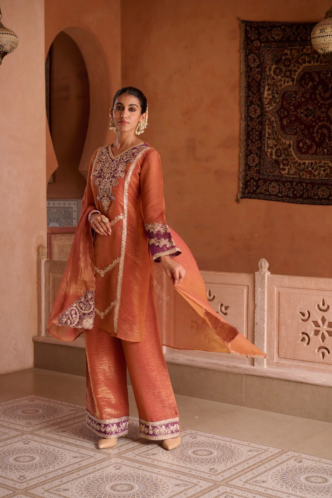 Gaurisha Rust full work premium suit set - Image 19