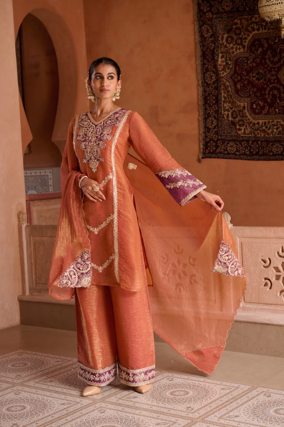 Gaurisha Rust full work premium suit set - Image 21