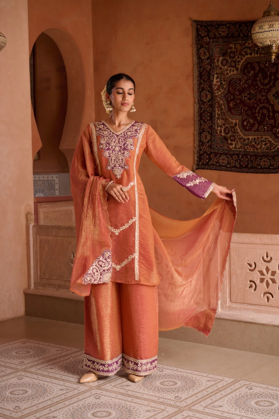 Gaurisha Rust full work premium suit set - Image 23