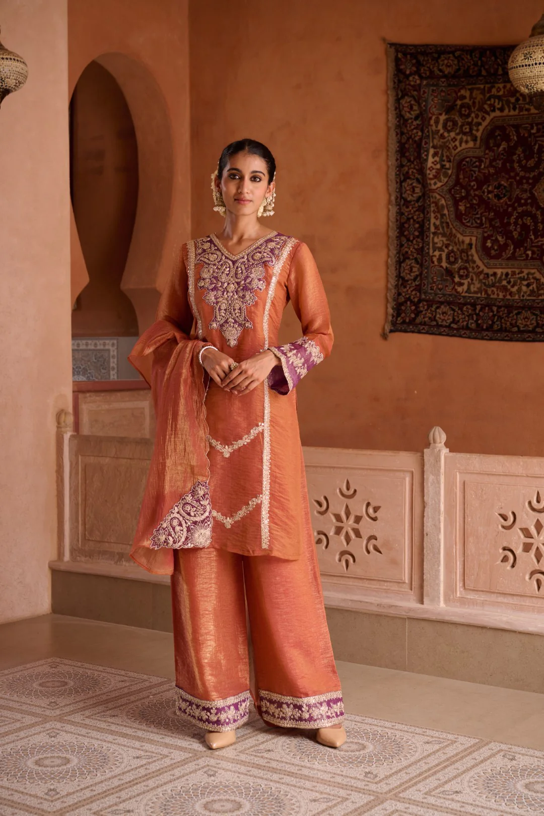 Gaurisha Rust full work premium suit set - Image 24