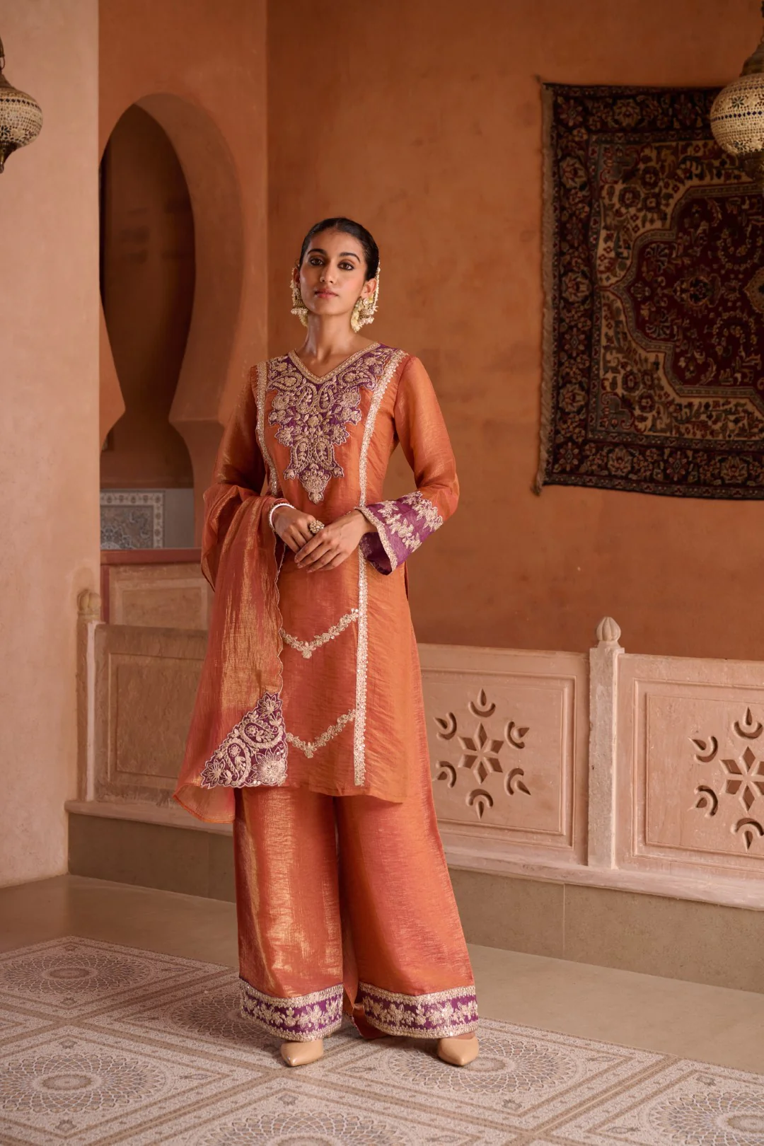 Gaurisha Rust full work premium suit set - Image 25