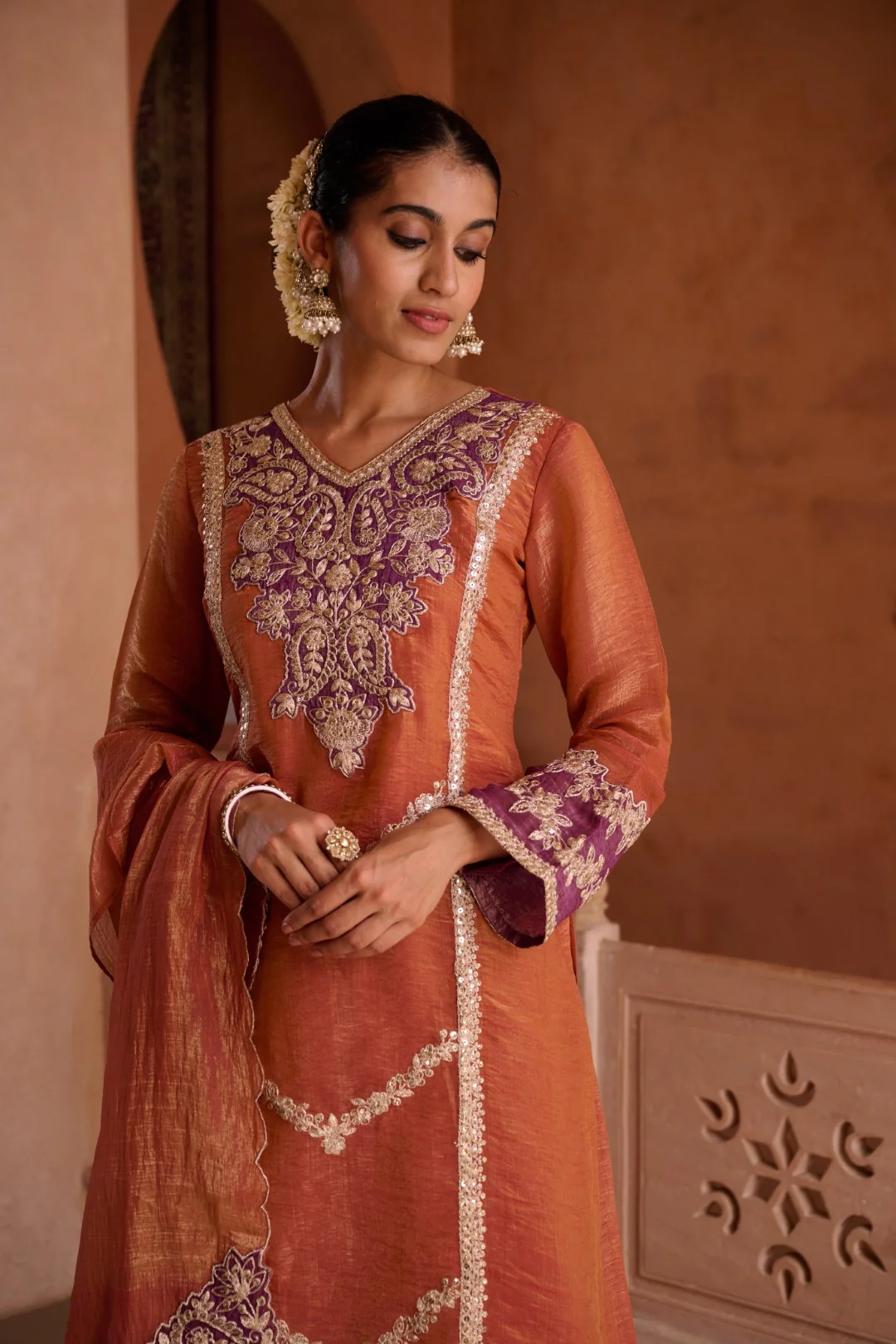 Gaurisha Rust full work premium suit set - Image 27