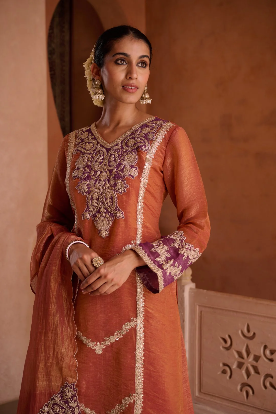 Gaurisha Rust full work premium suit set - Image 28