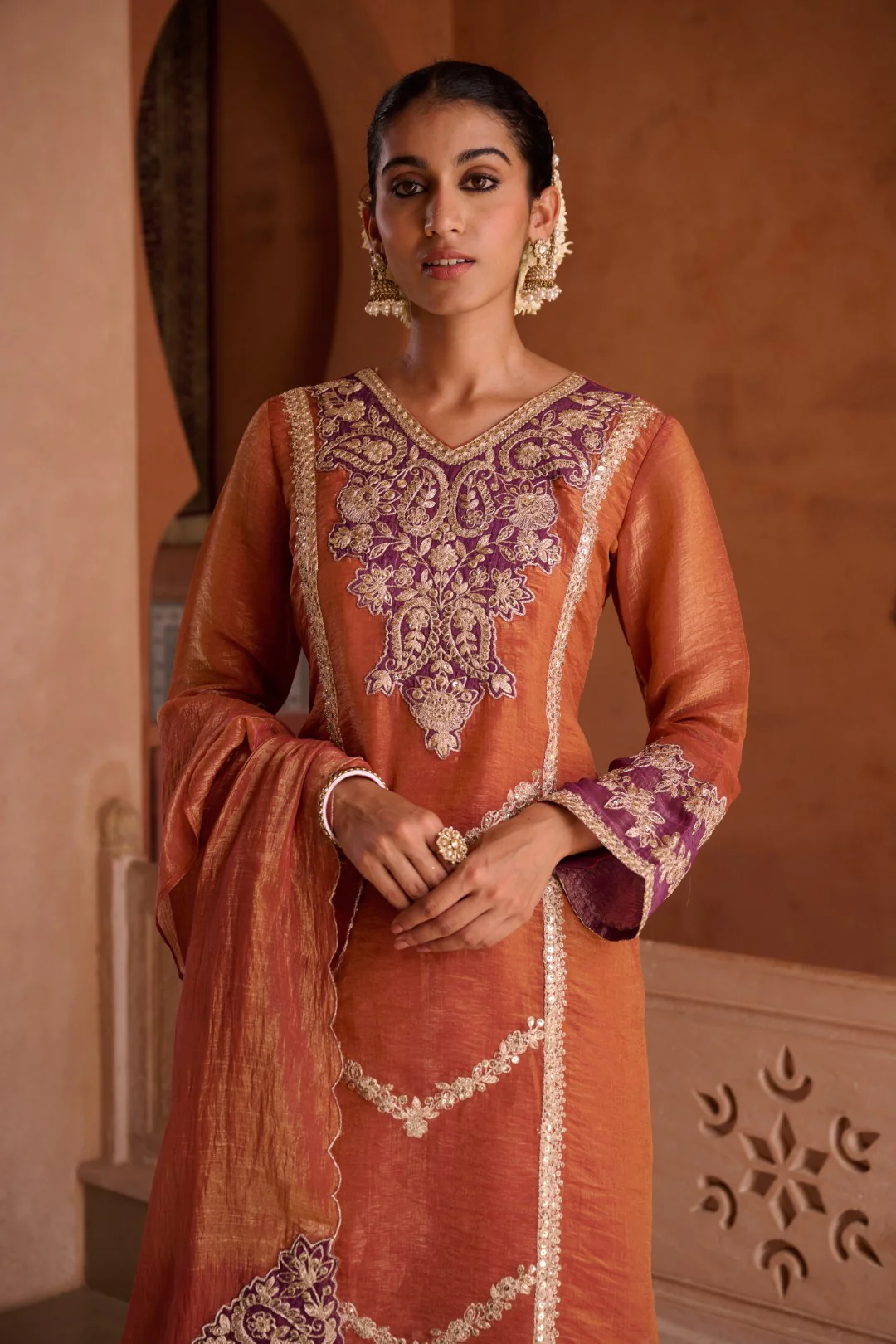 Gaurisha Rust full work premium suit set - Image 29