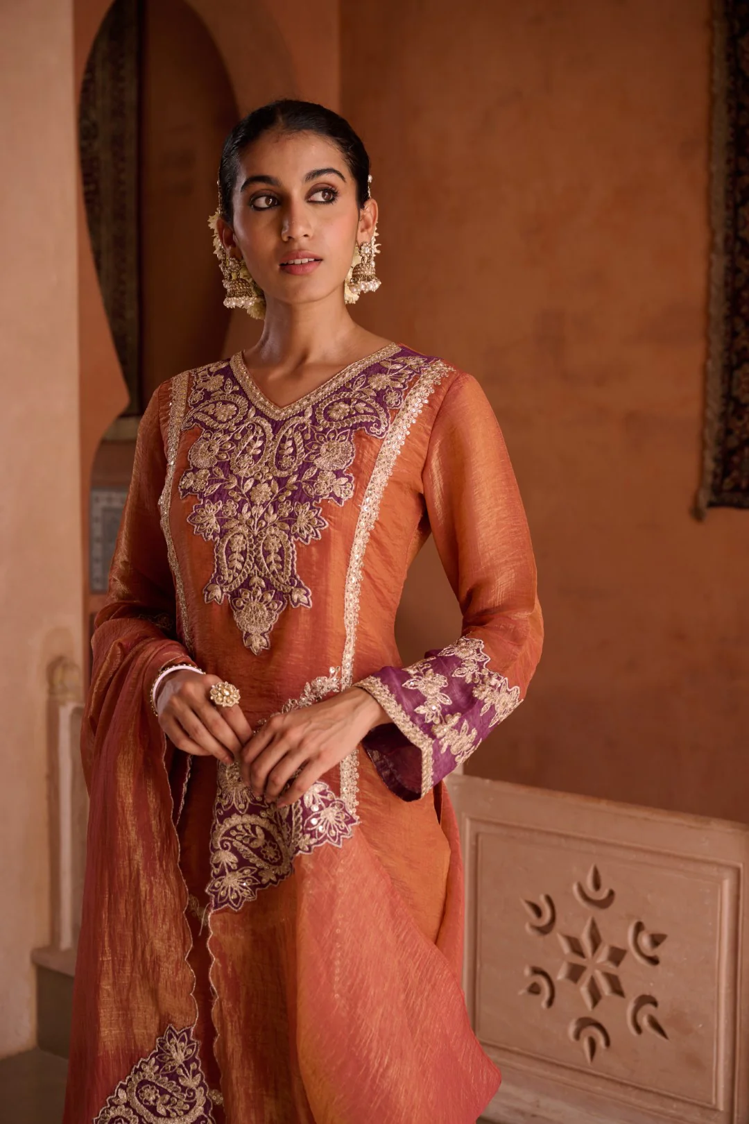 Gaurisha Rust full work premium suit set - Image 30