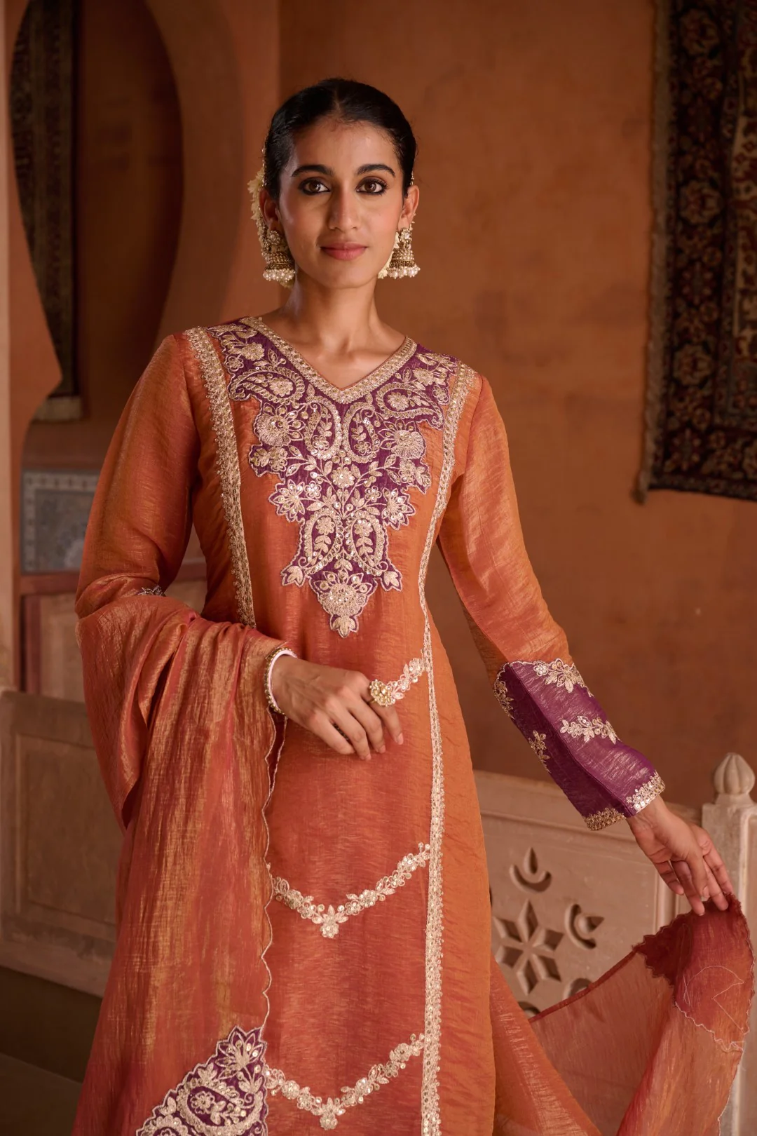 Gaurisha Rust full work premium suit set - Image 32