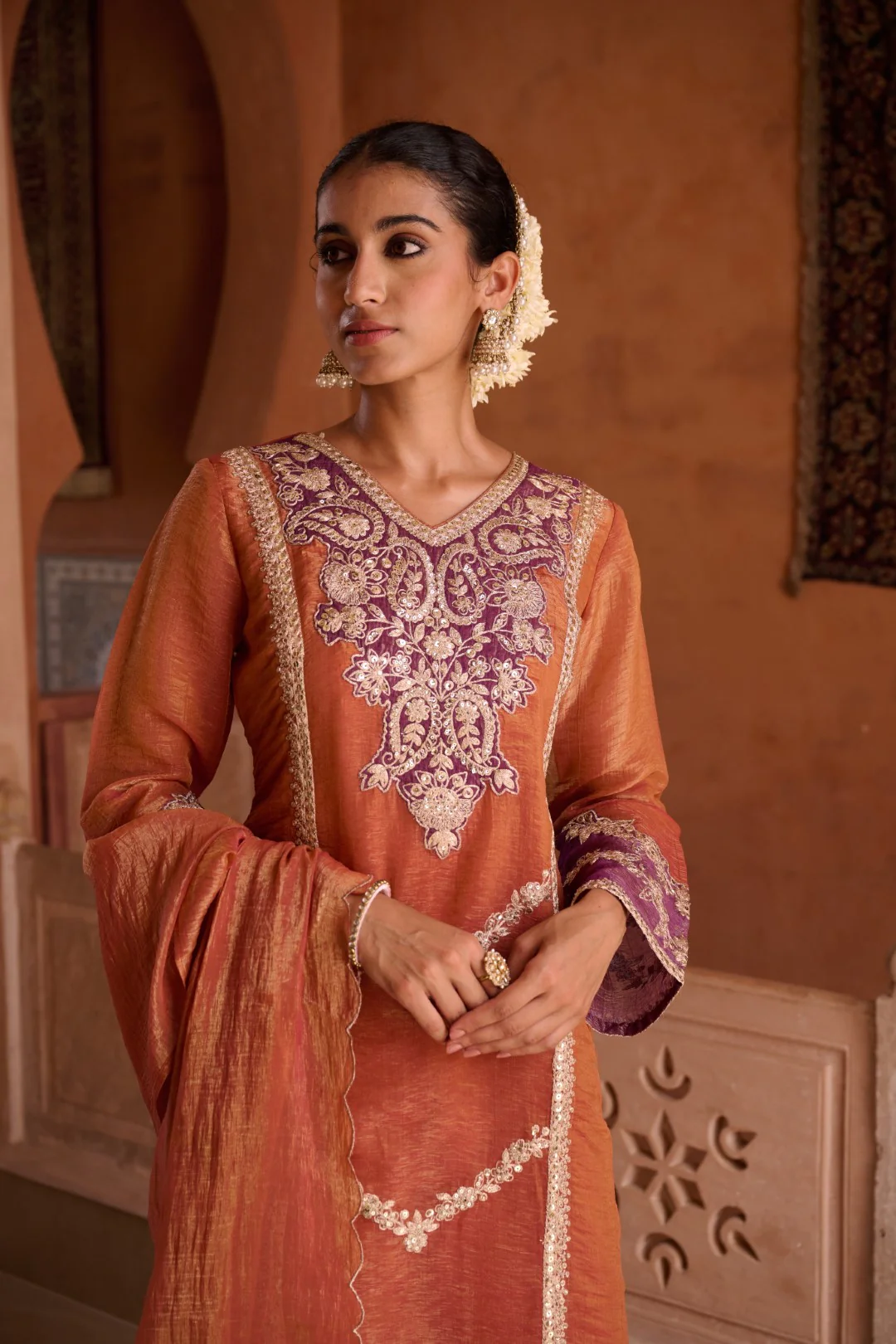 Gaurisha Rust full work premium suit set - Image 33