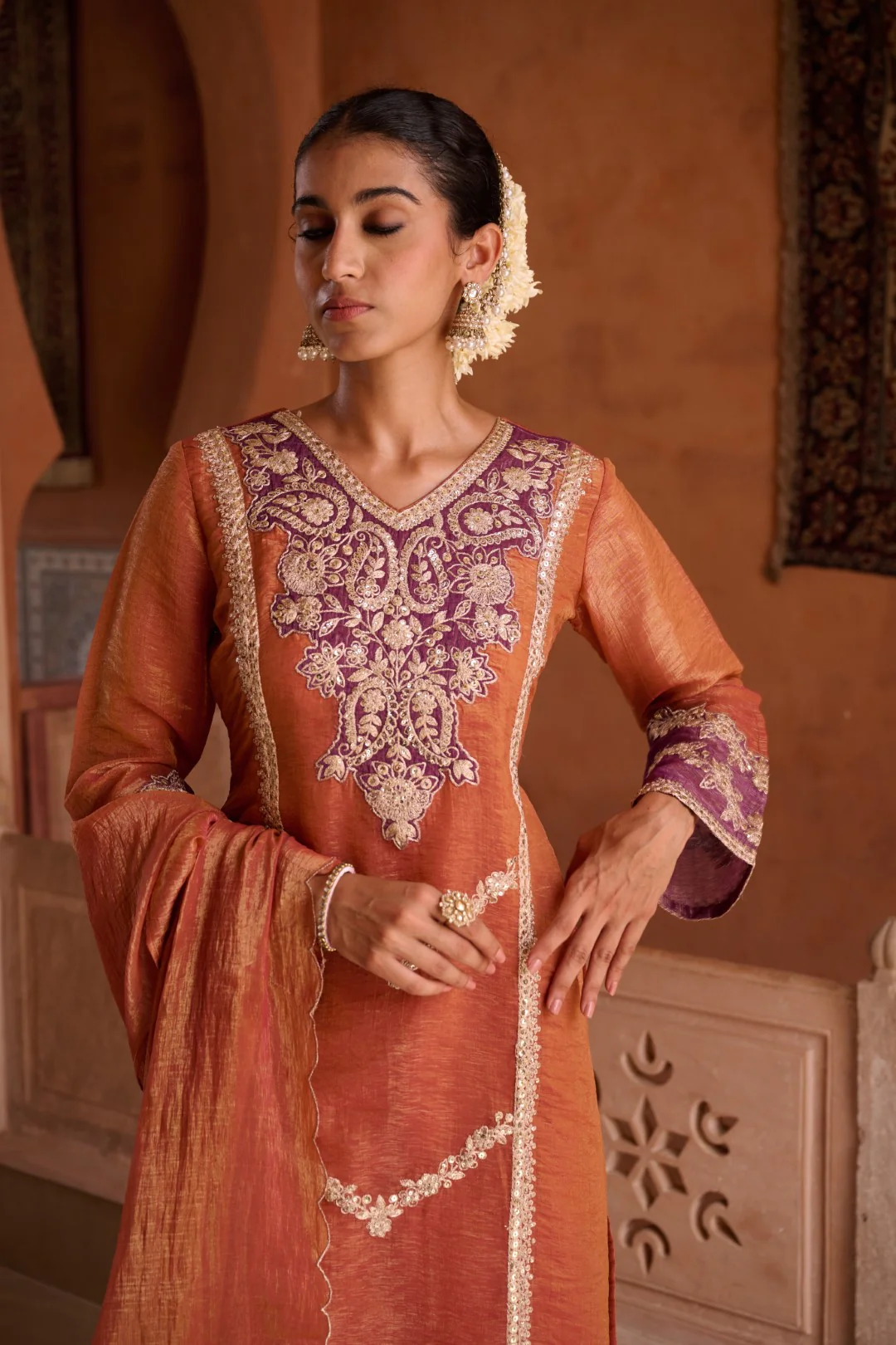 Gaurisha Rust full work premium suit set - Image 34
