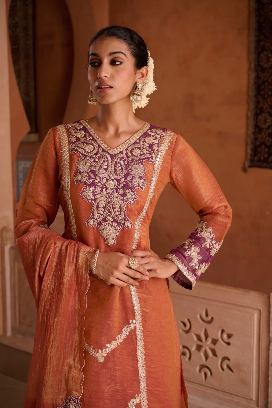 Gaurisha Rust full work premium suit set - Image 35
