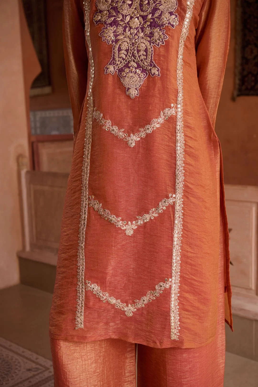 Gaurisha Rust full work premium suit set - Image 42