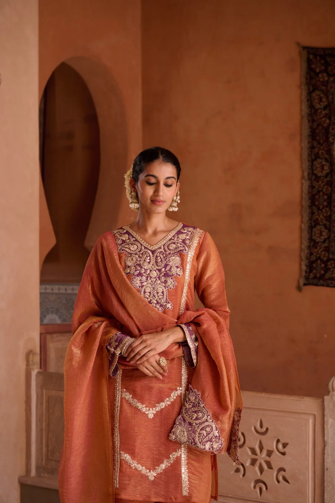 Gaurisha Rust full work premium suit set - Image 44