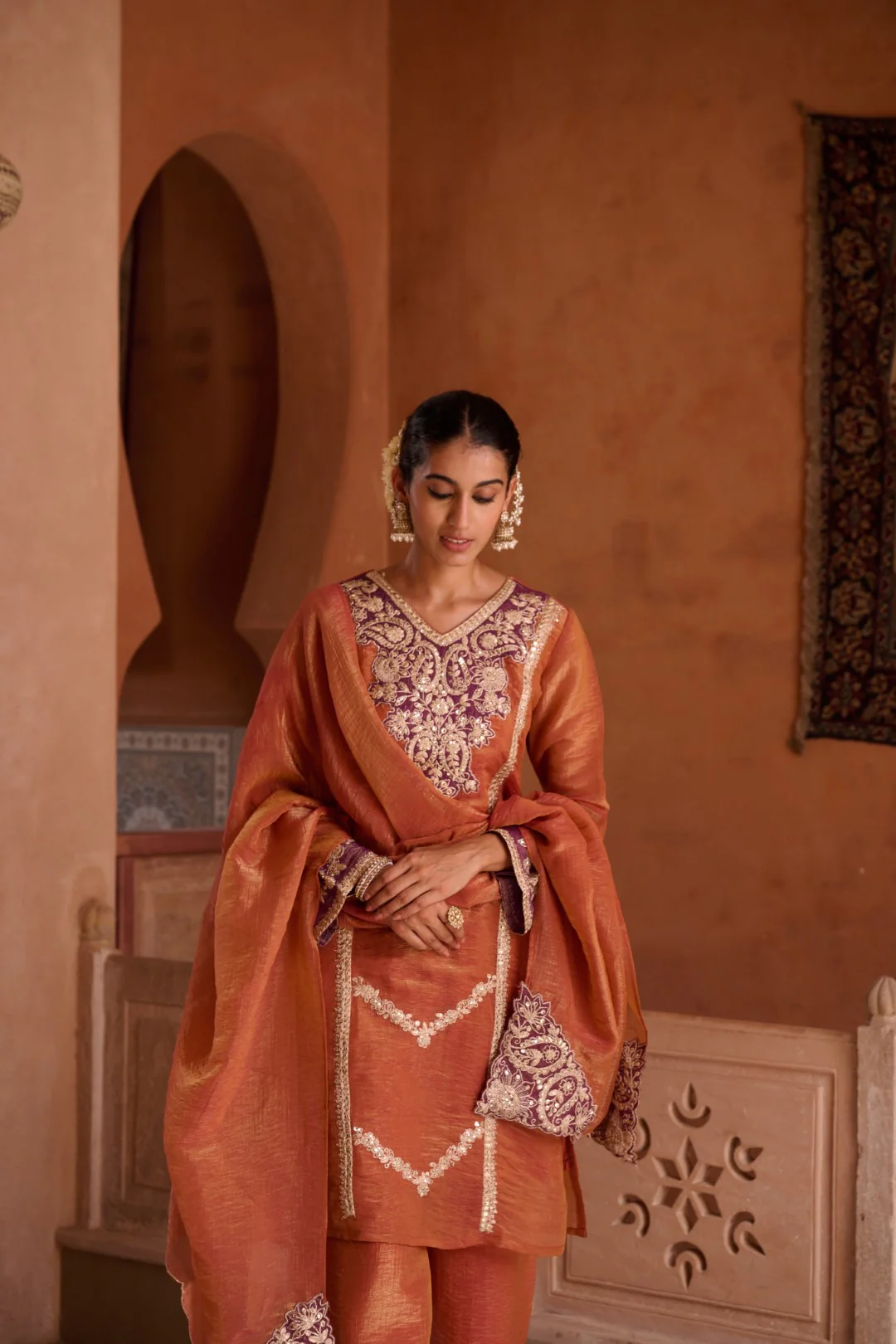 Gaurisha Rust full work premium suit set - Image 45