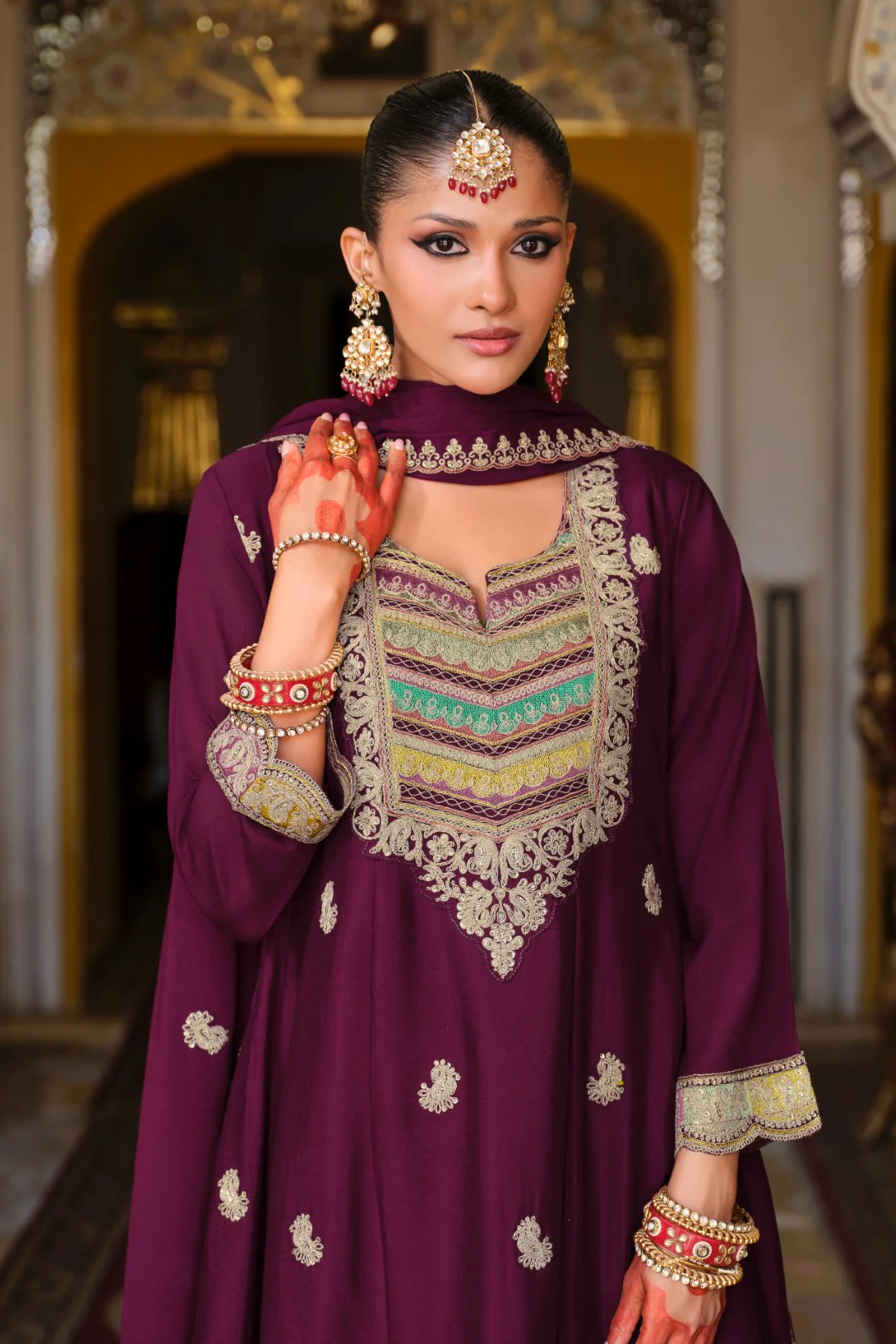 Kasumal Mulberry Full Work Gharara Set - Image 4