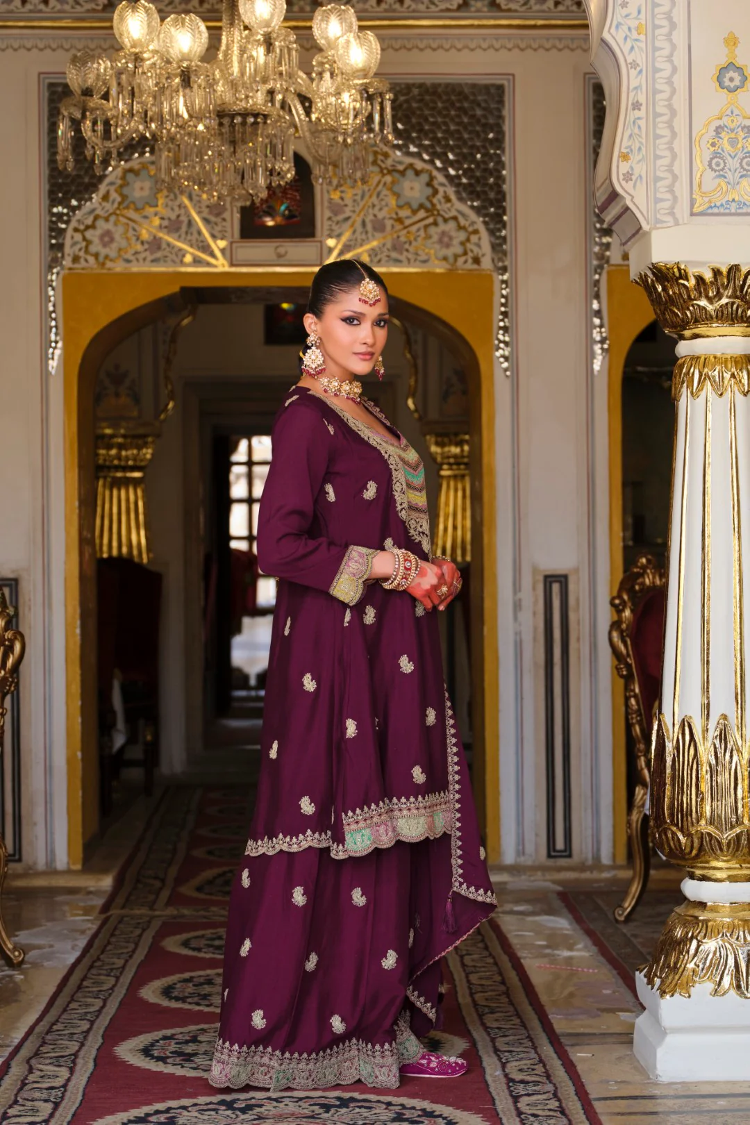 Kasumal Mulberry Full Work Gharara Set - Image 5