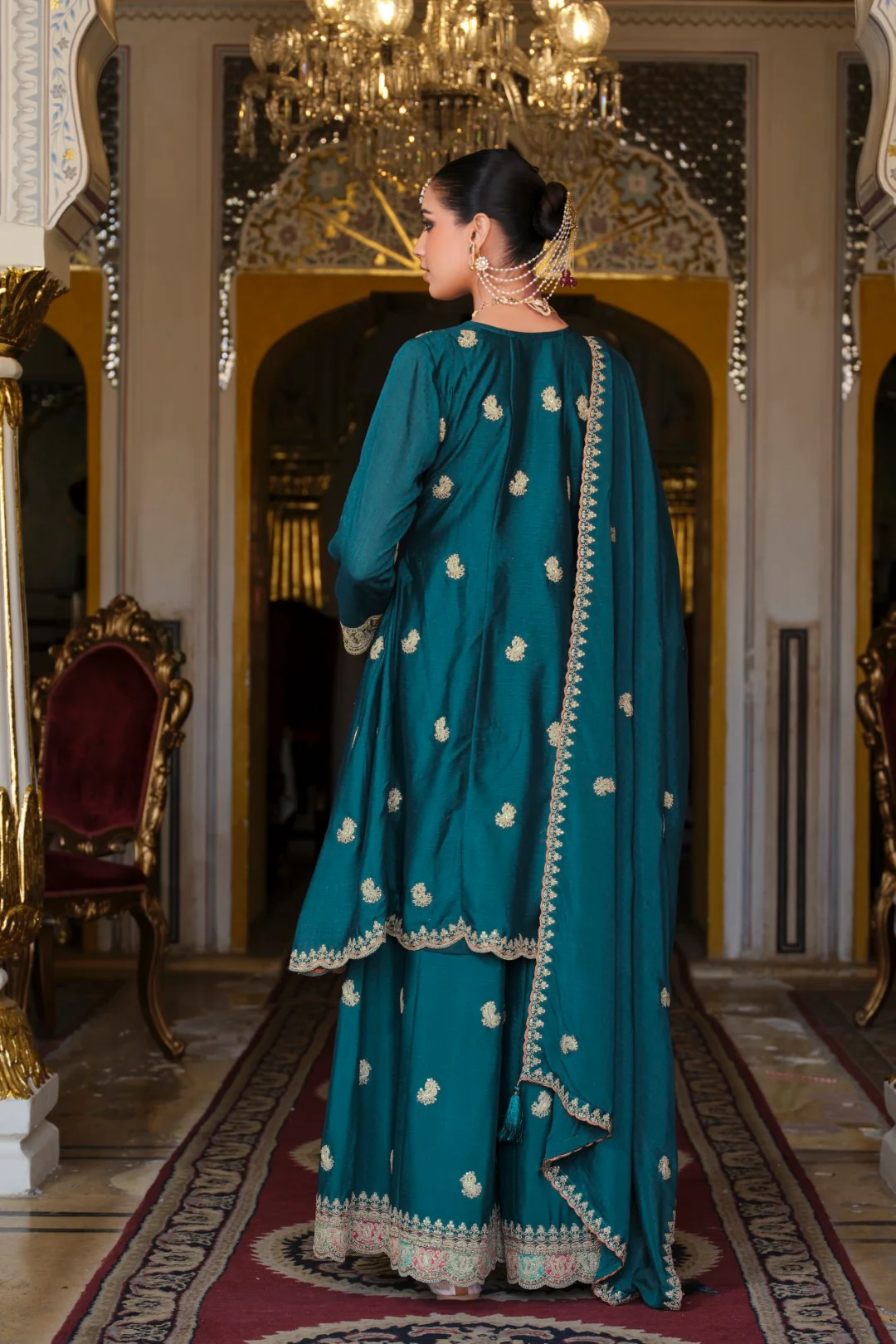 Kasumal Peacock Full Work Gharara Set - Image 3