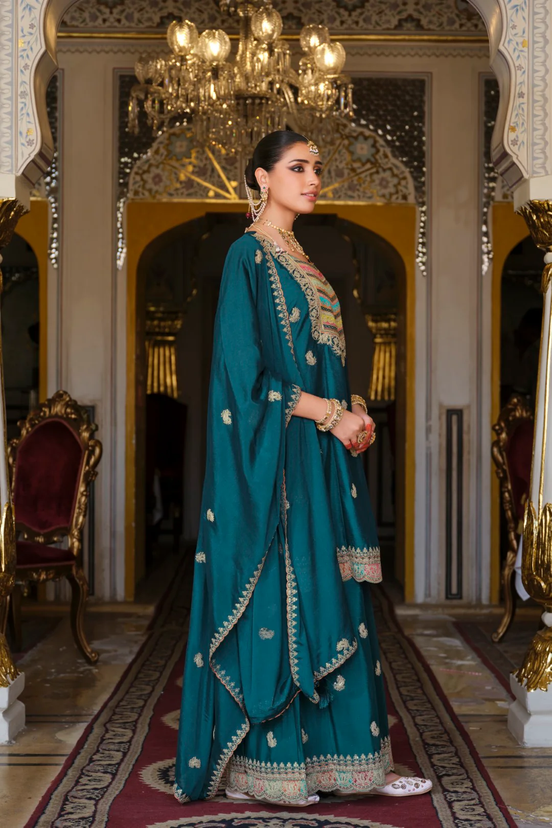 Kasumal Peacock Full Work Gharara Set - Image 5