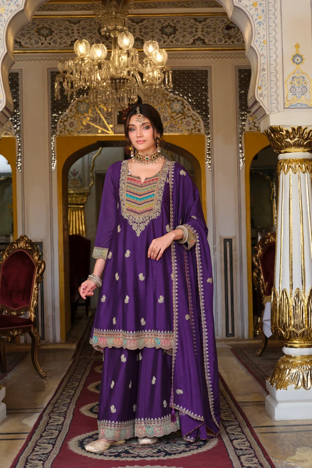 Kasumal Orchid Full Work Gharara Set - Image 4