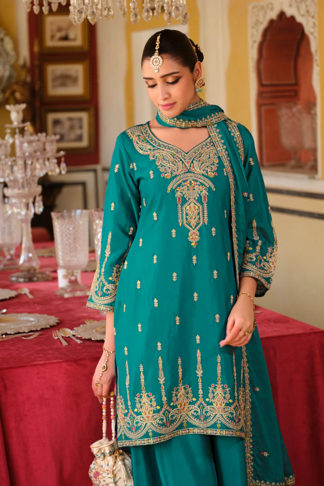 Biswas Peacock Full Work Gharara Set - Image 2