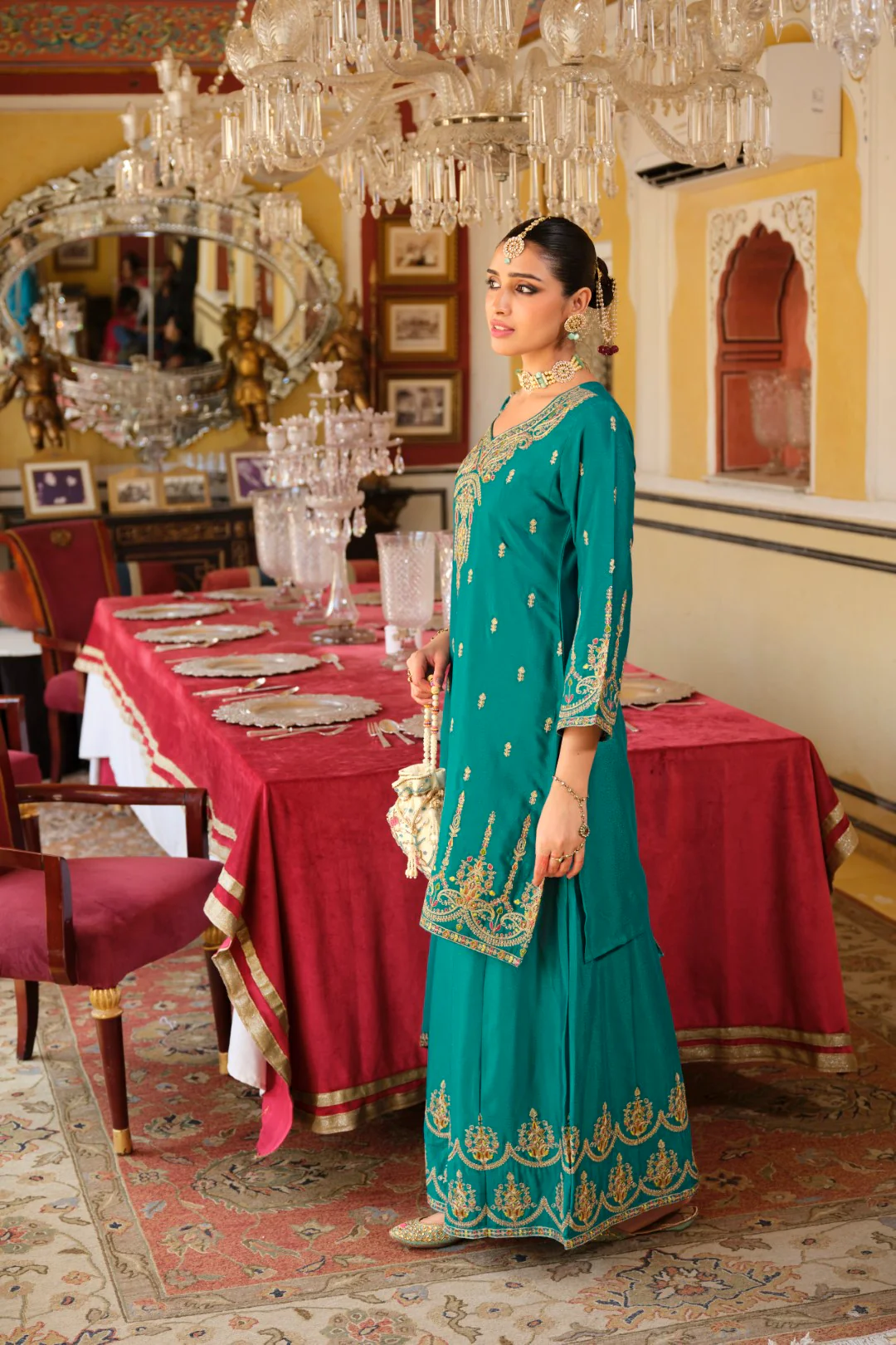 Biswas Peacock Full Work Gharara Set - Image 3