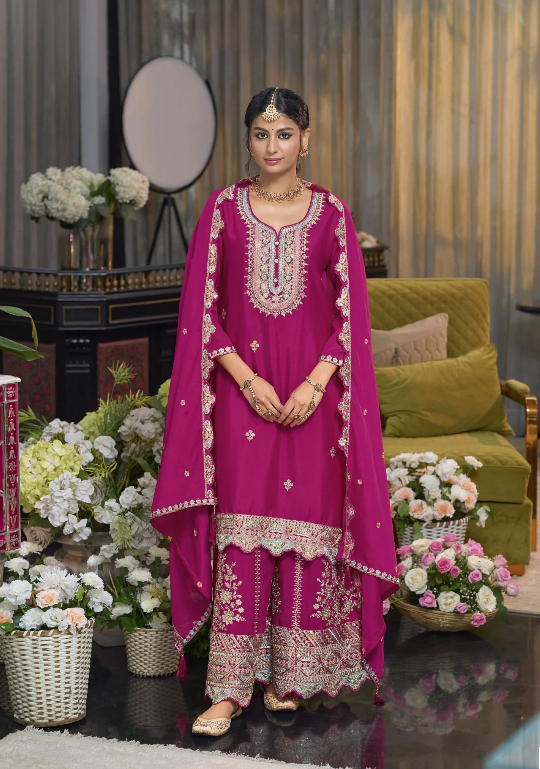 Shorba Rose Full Work Gharara Set - Image 4