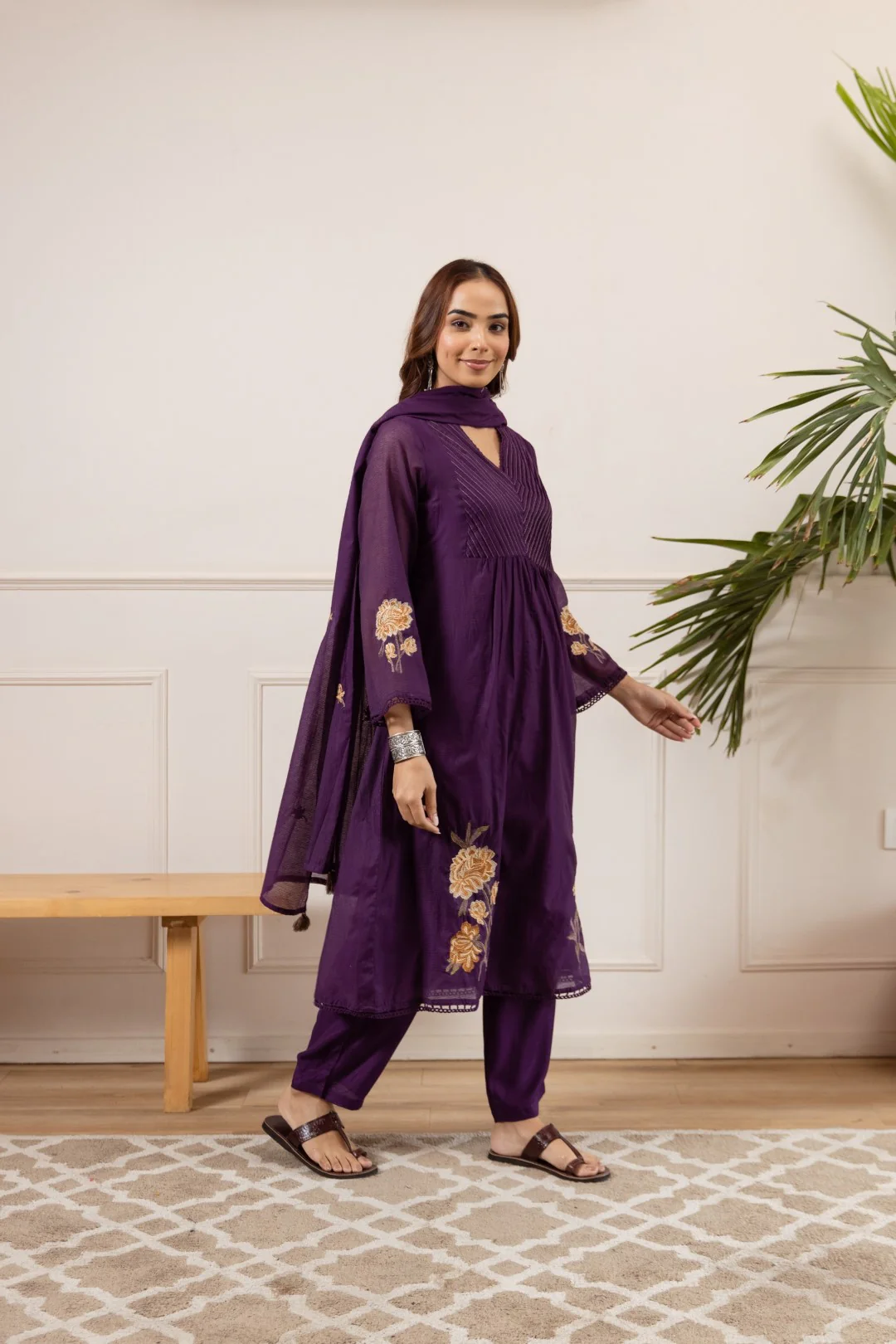 Toran orchid embroidery cotton suit set - Image 4