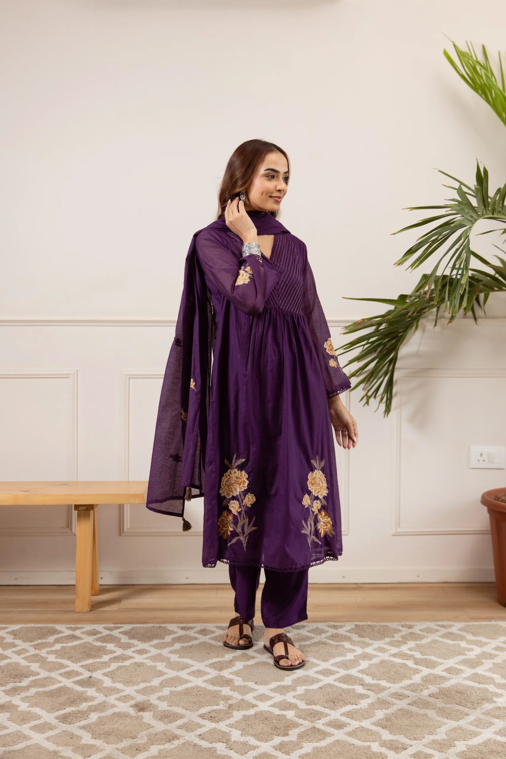 Toran orchid embroidery cotton suit set - Image 6