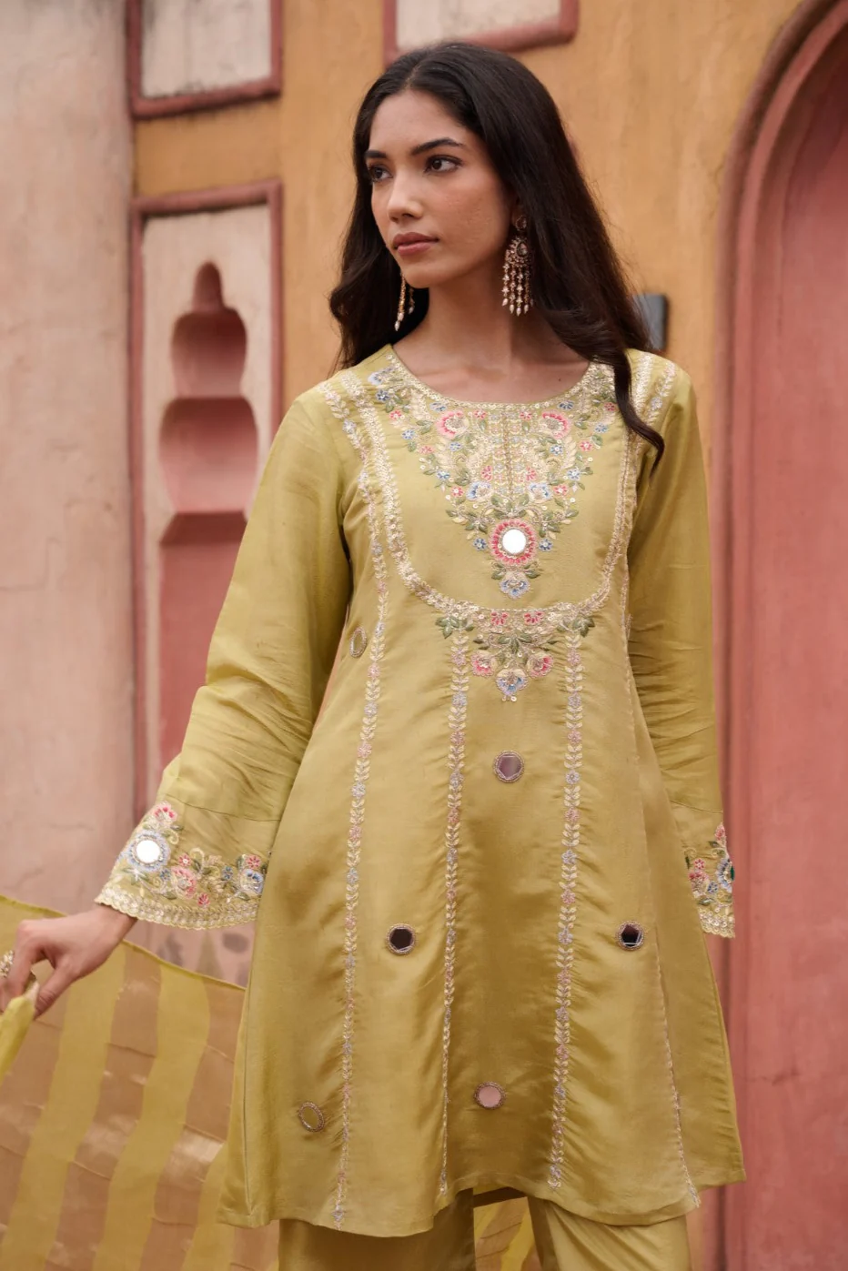 Sangini Ocre Premium Suit Work Set - Image 2