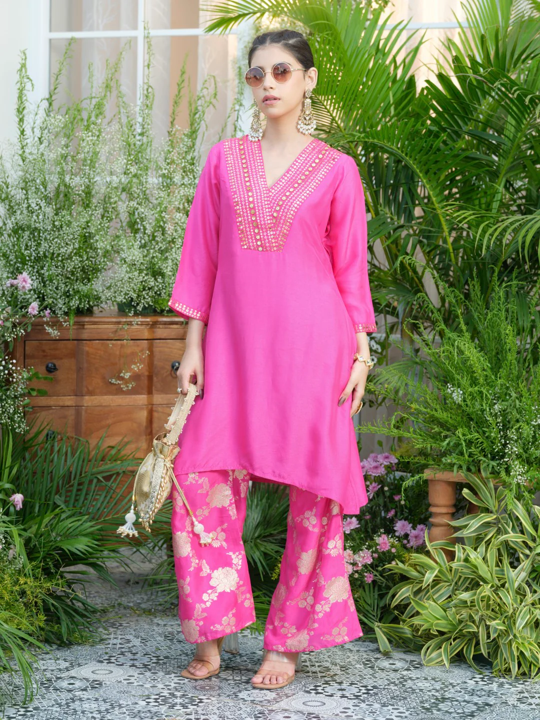 Meera Rose Premium Fusion Set with Jacquard Pants - Image 4