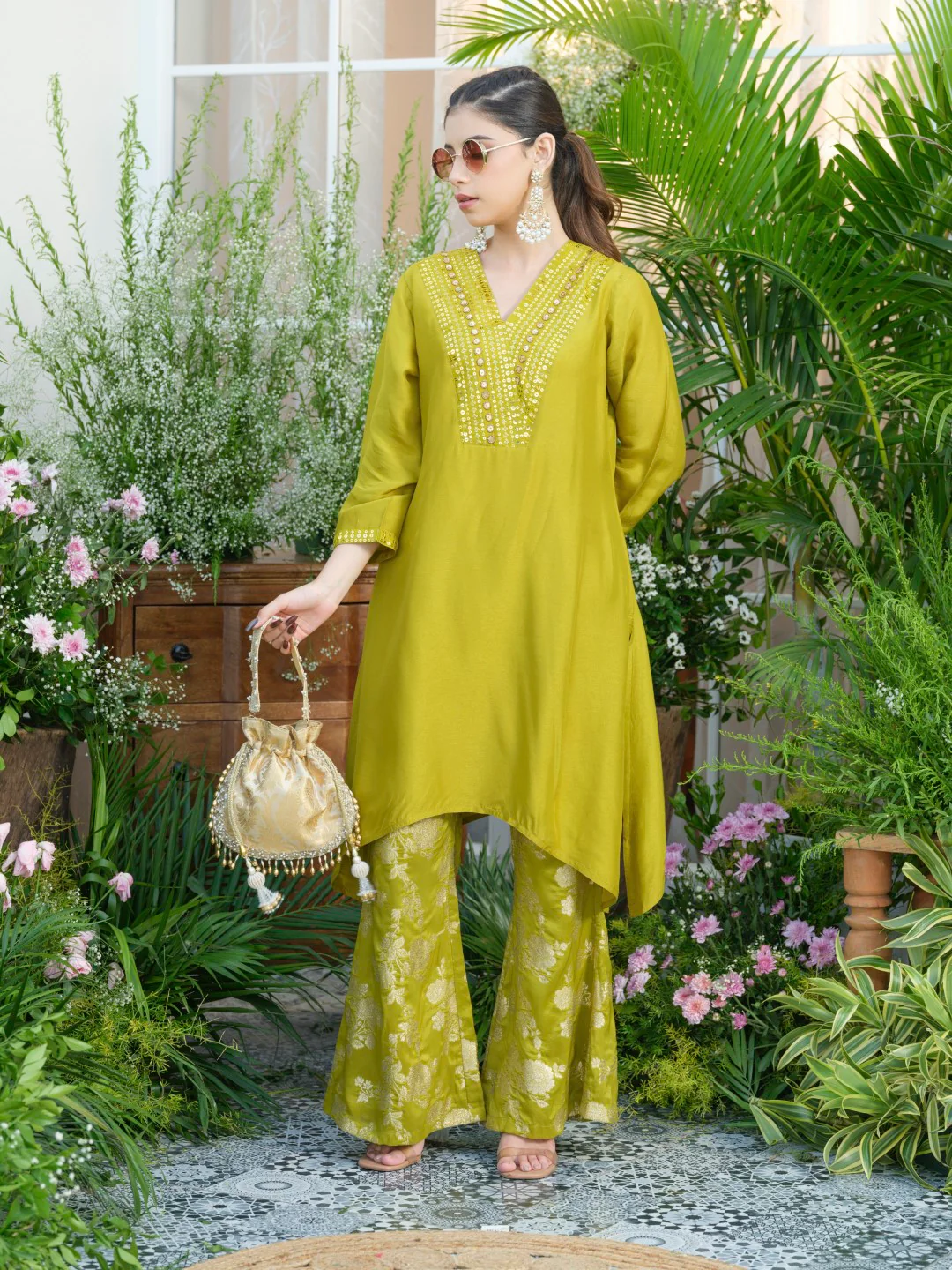 Meera Fern Fusion Set with Jacquard Pants - Image 12