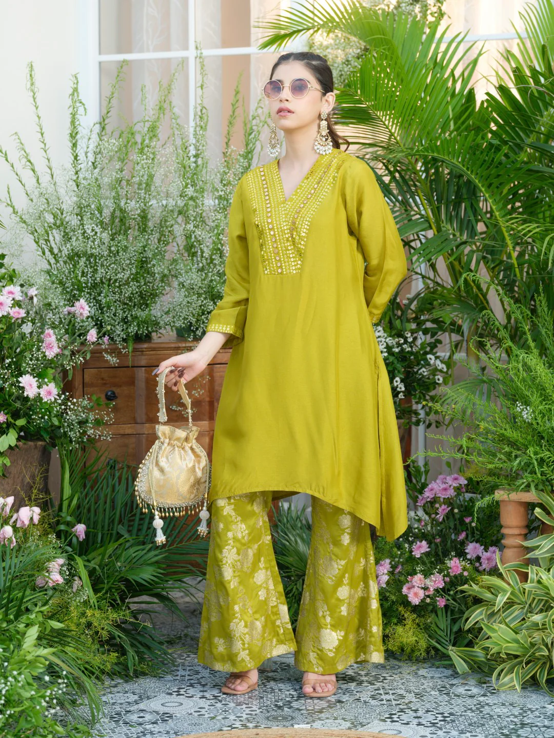 Meera Fern Fusion Set with Jacquard Pants - Image 13