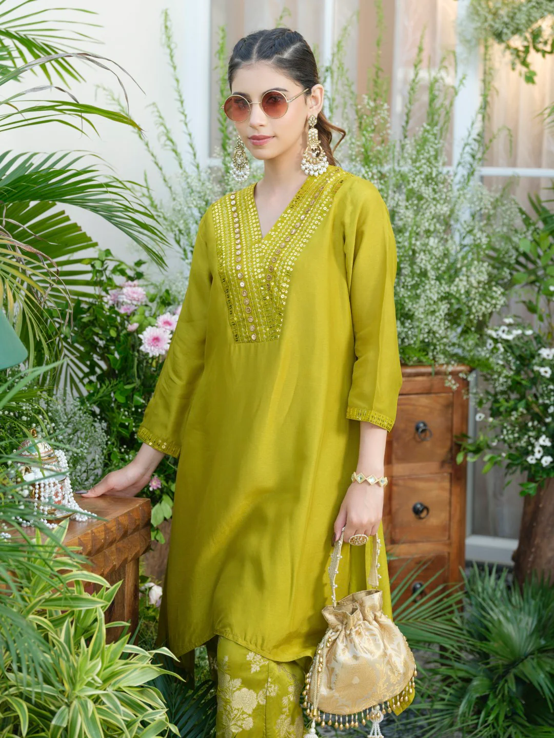 Meera Fern Fusion Set with Jacquard Pants - Image 15