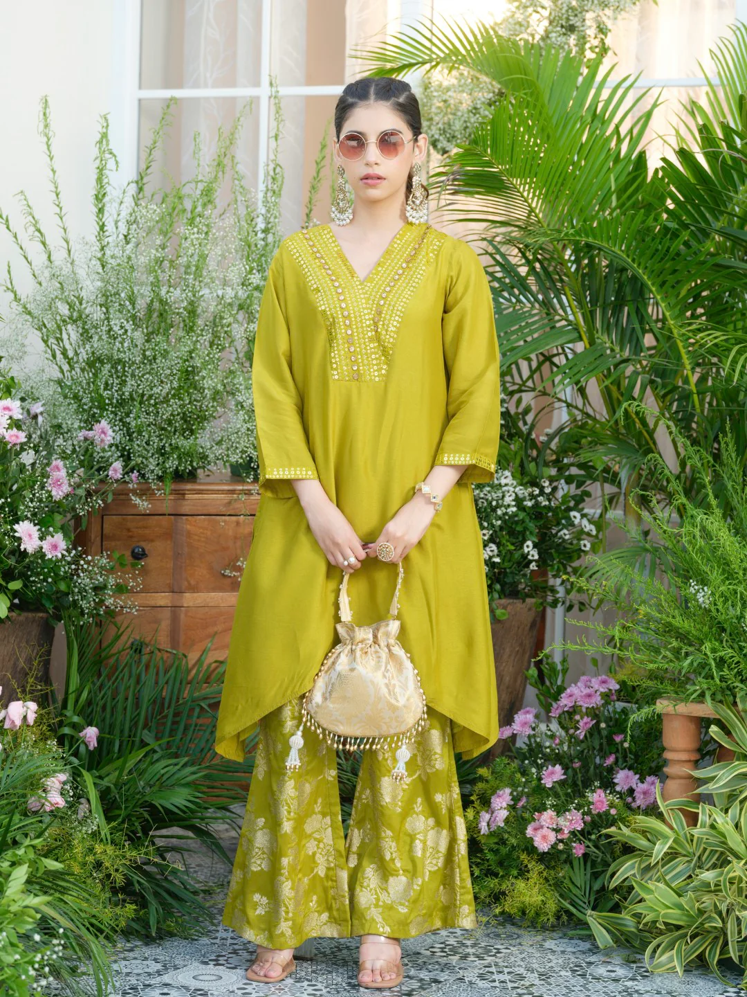 Meera Fern Fusion Set with Jacquard Pants - Image 4