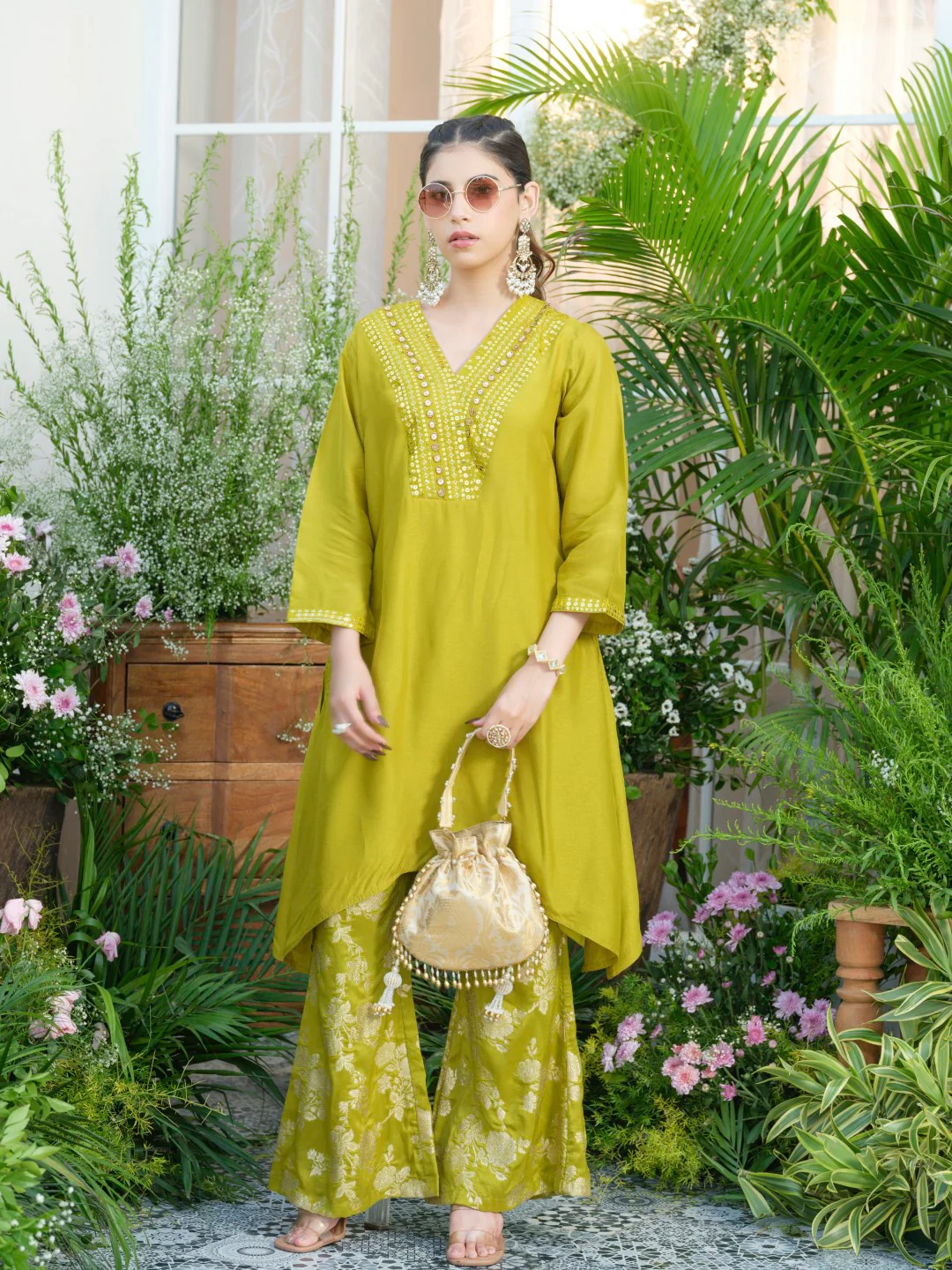 Meera Fern Fusion Set with Jacquard Pants - Image 6
