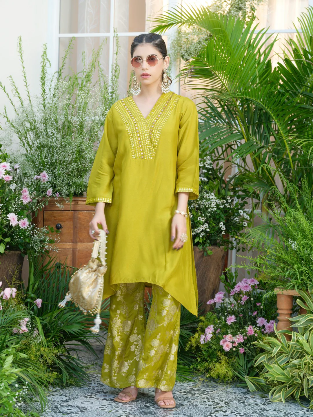 Meera Fern Fusion Set with Jacquard Pants - Image 7