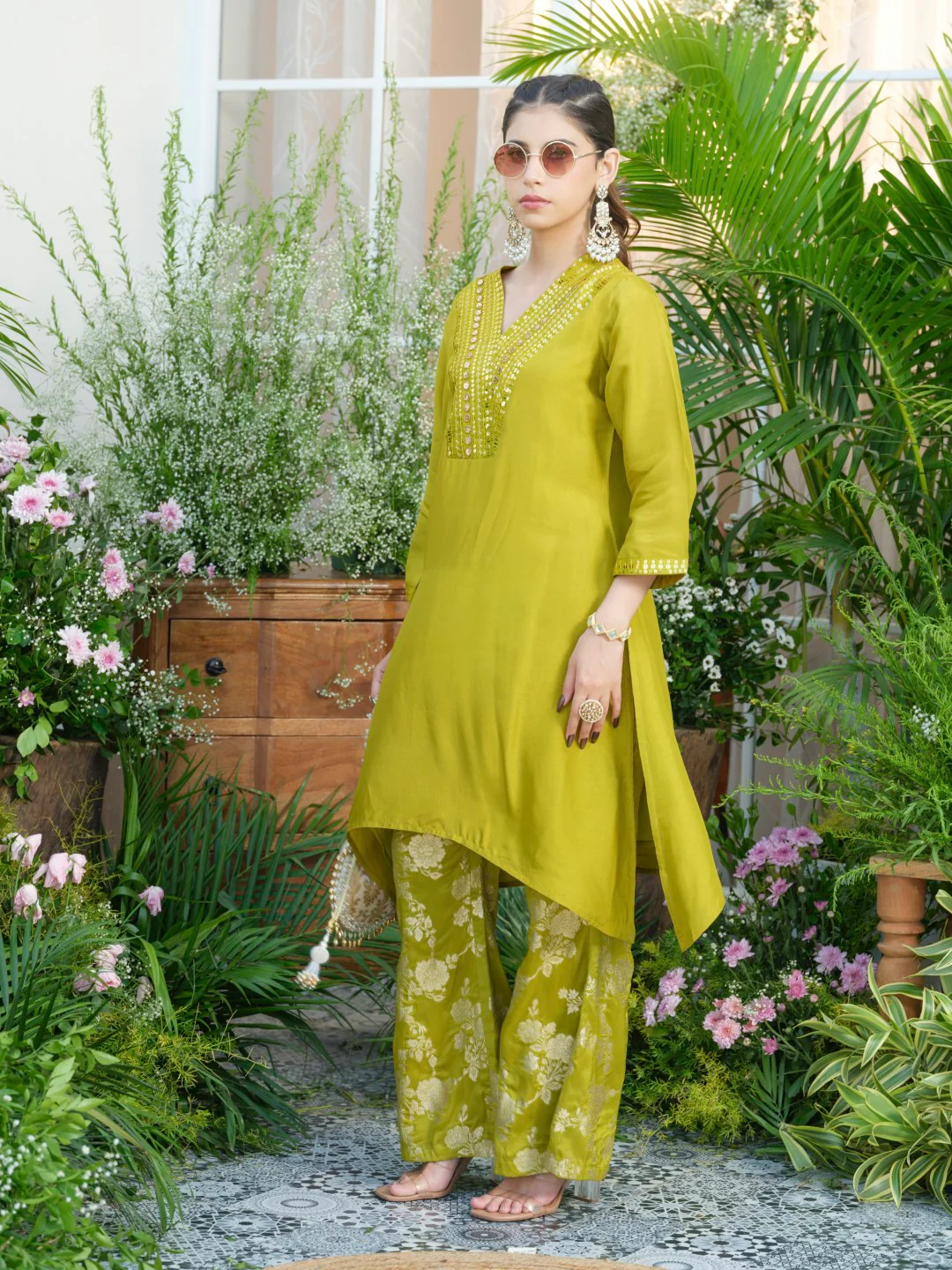 Meera Fern Fusion Set with Jacquard Pants - Image 8