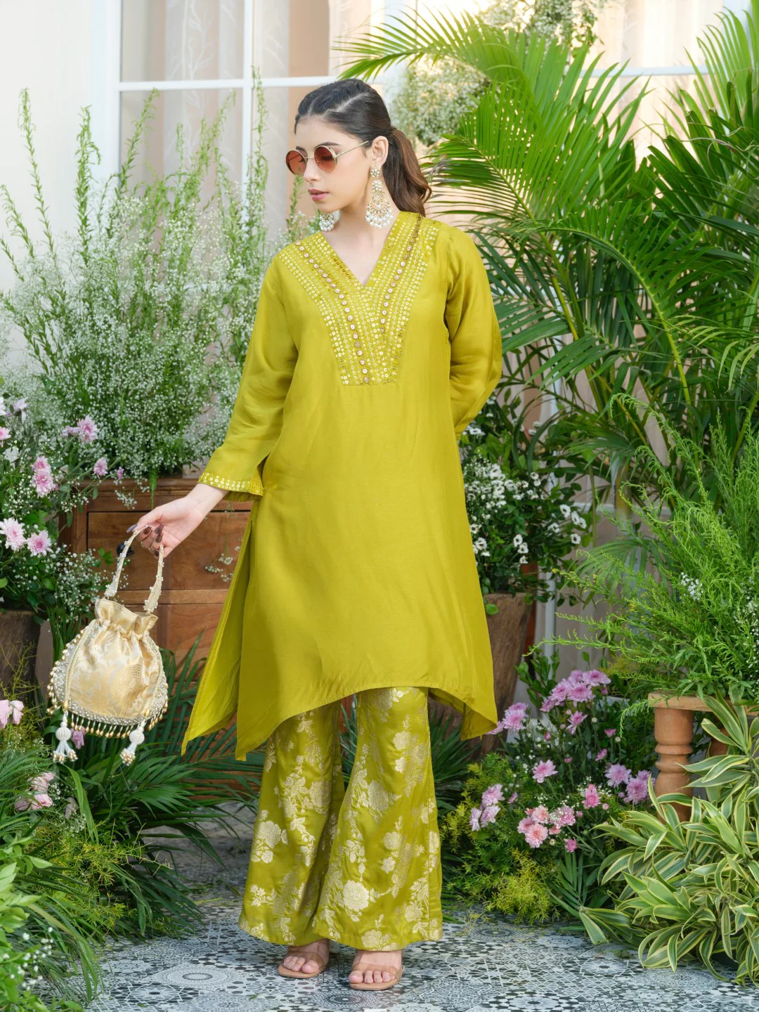 Meera Fern Fusion Set with Jacquard Pants - Image 9