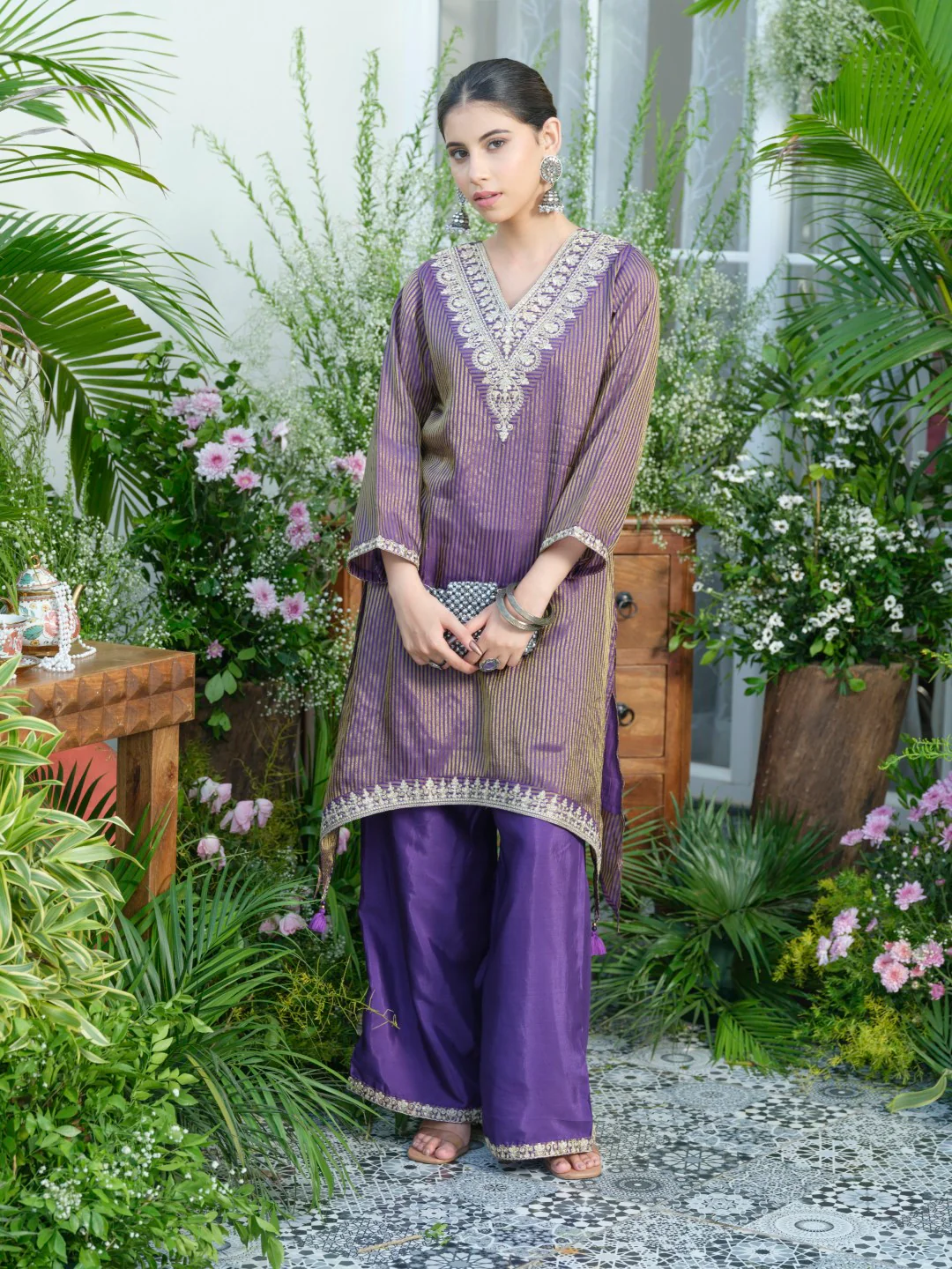 Palash purple work Premium co-ord set - Image 13