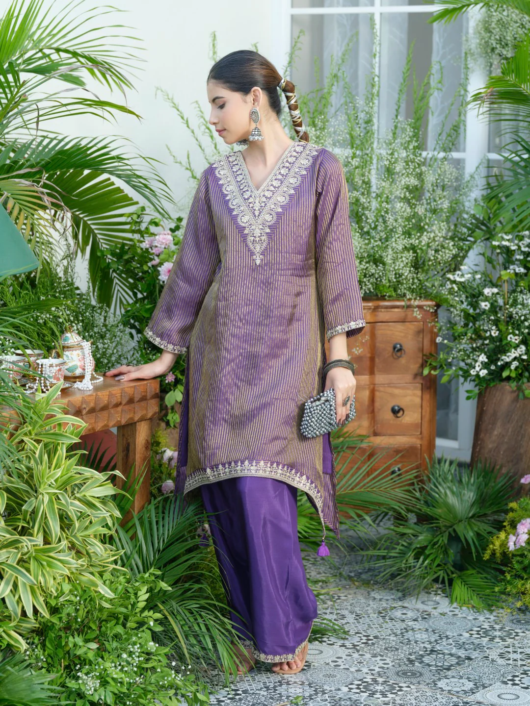 Palash purple work Premium co-ord set - Image 4