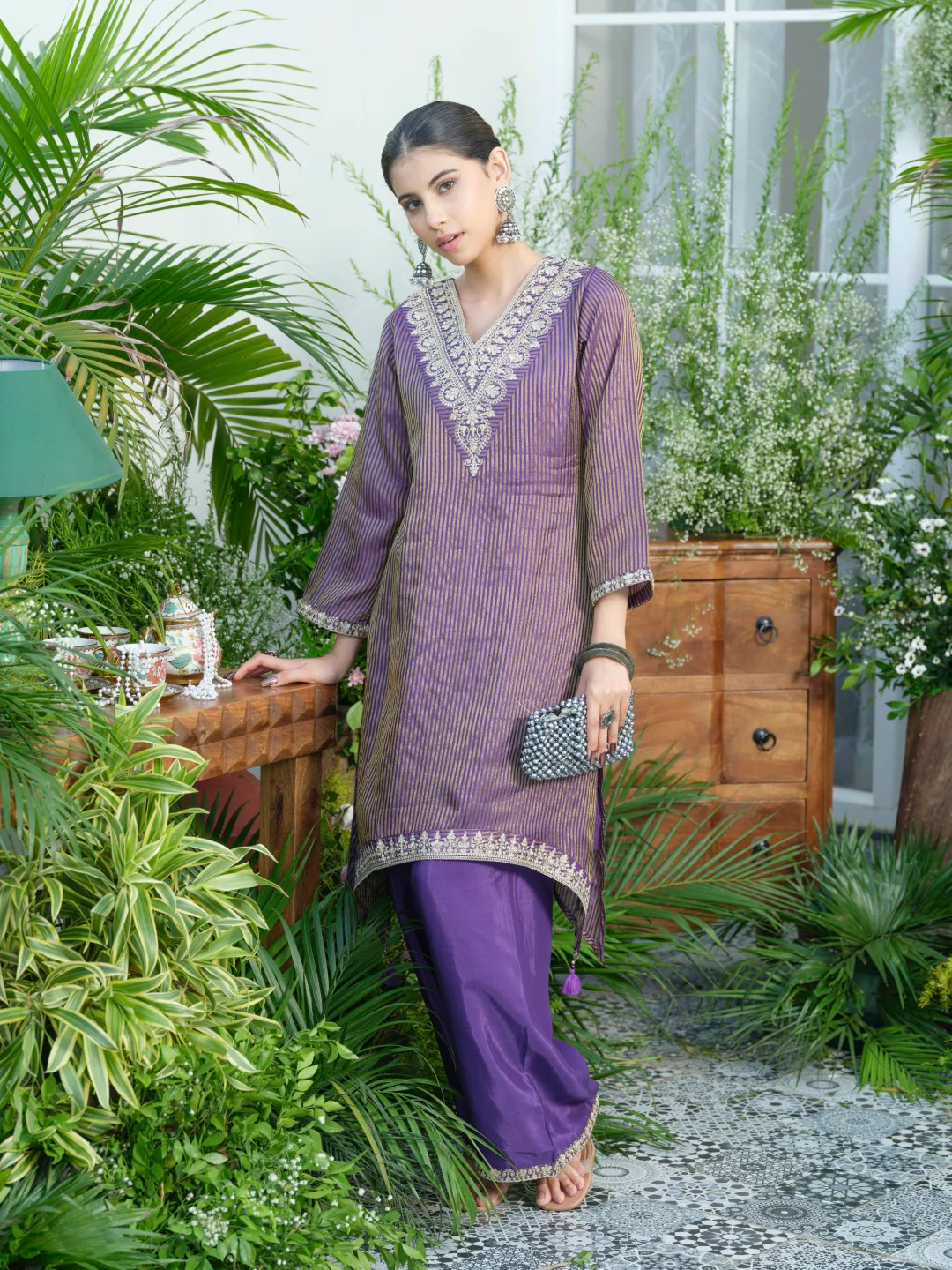 Palash purple work Premium co-ord set - Image 5