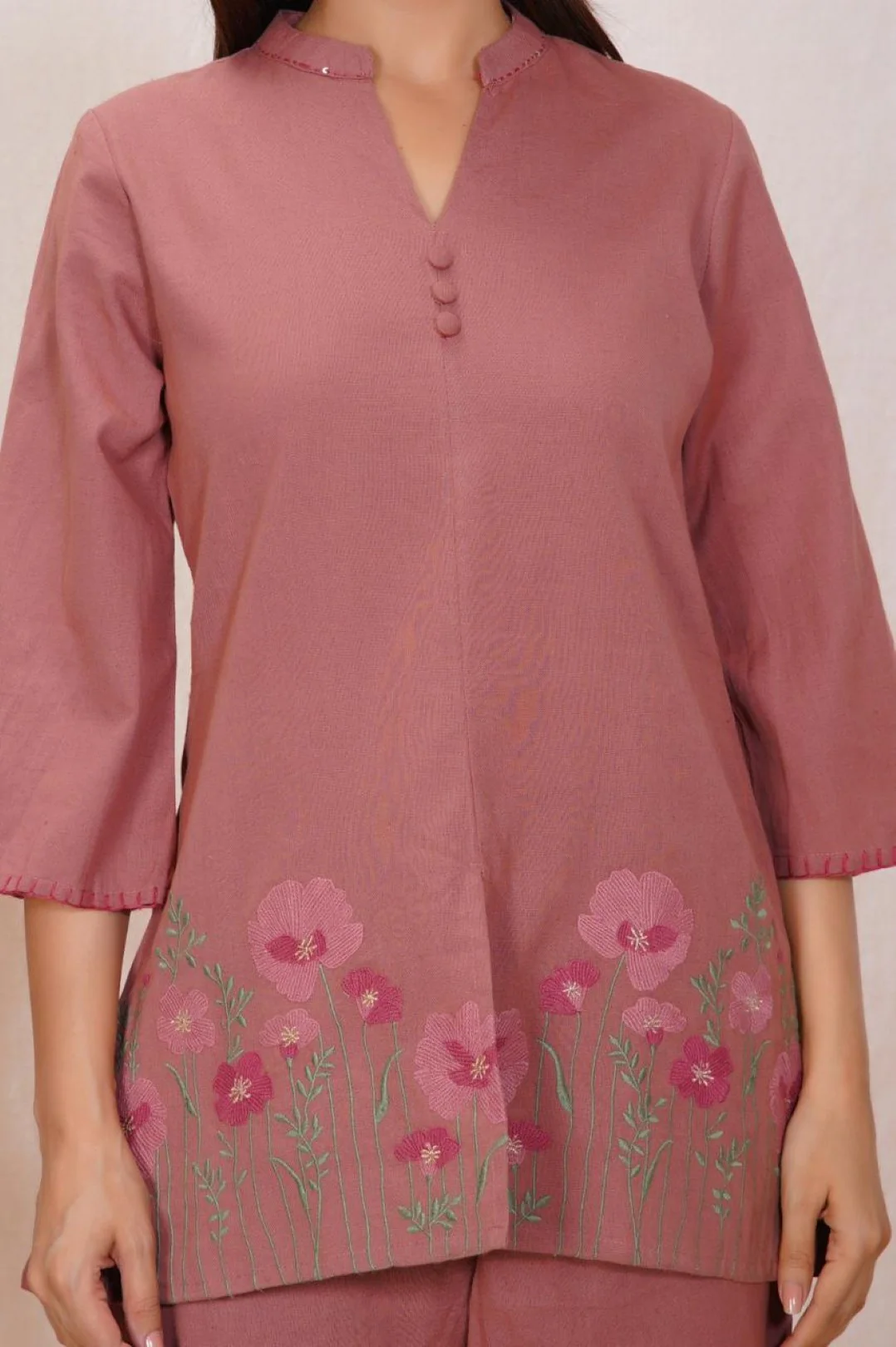 Mokabara puce embroidery cotton co-ord set - Image 7