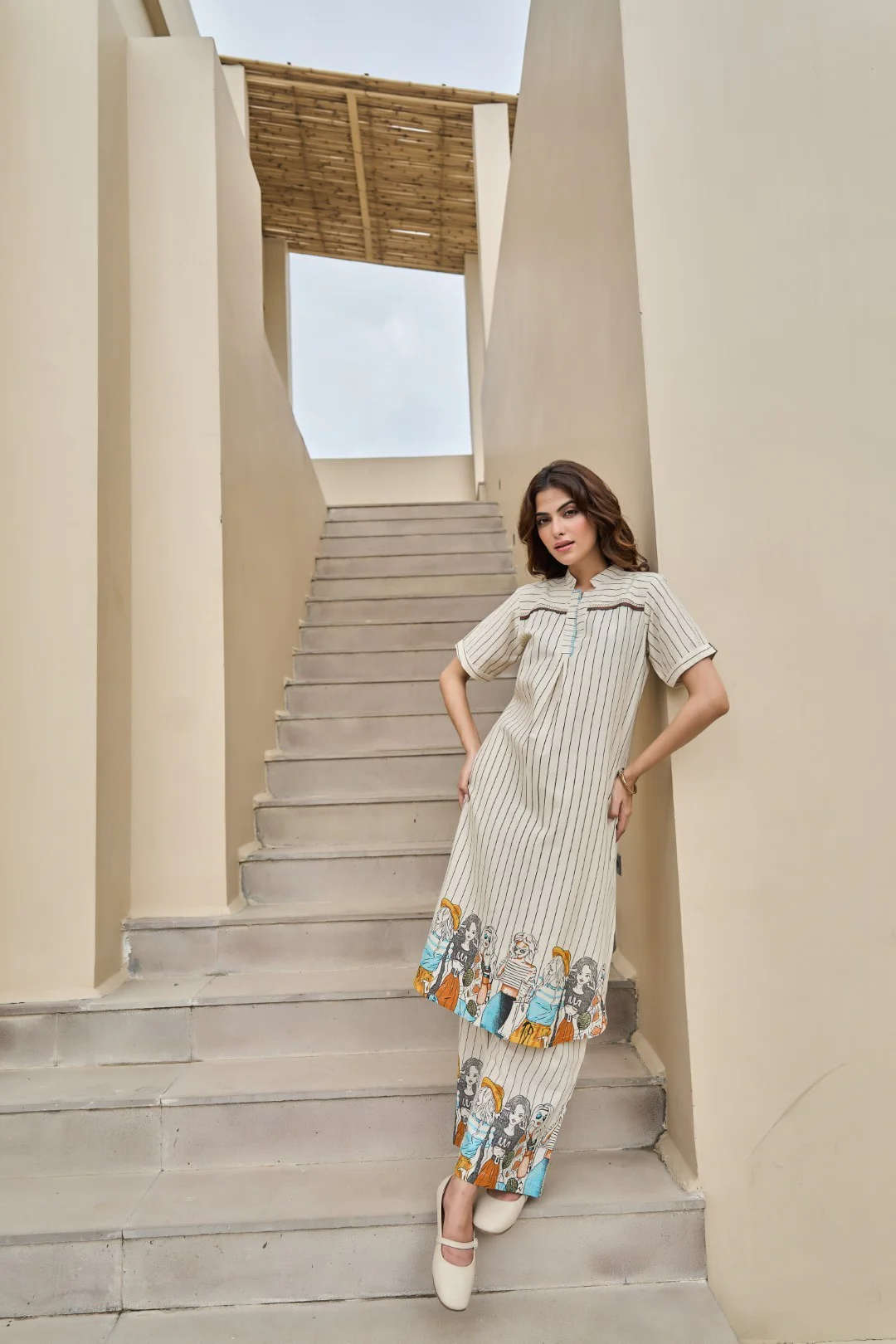 Akira vanilla cotton kurta pant set - Image 10