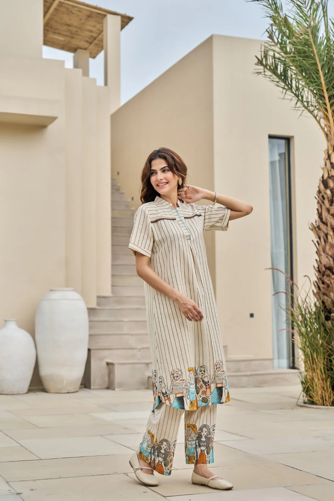 Akira vanilla cotton kurta pant set - Image 15