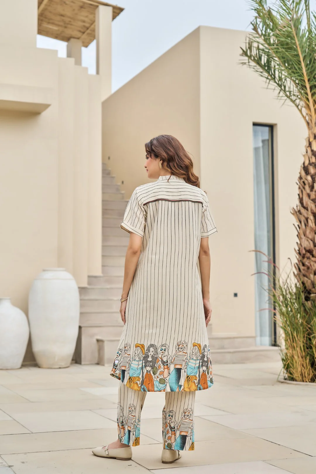 Akira vanilla cotton kurta pant set - Image 3