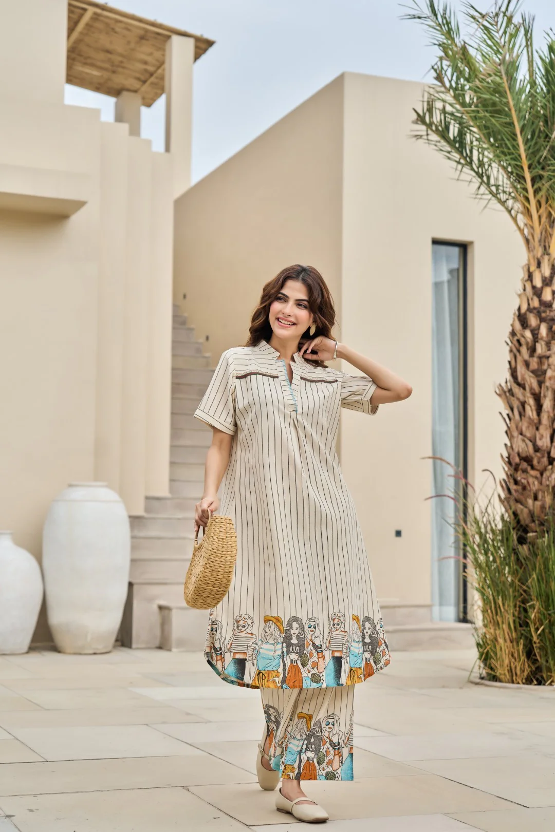 Akira vanilla cotton kurta pant set - Image 4